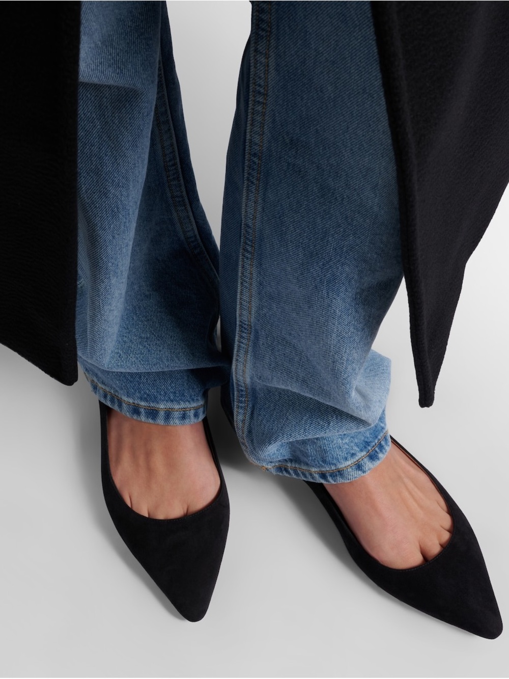 Jimmy Choo Black Pointed Suede Flats
